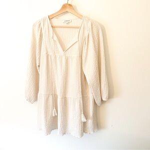 ⭐️ Calligraphie Cream Textured Tunic Top